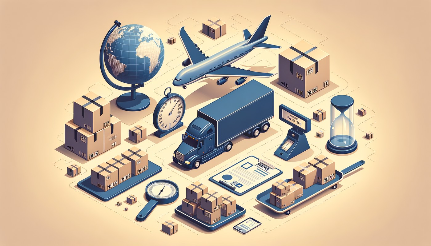 Shipping packages on conveyor belt ready for carrier pickup at warehouse loading dock