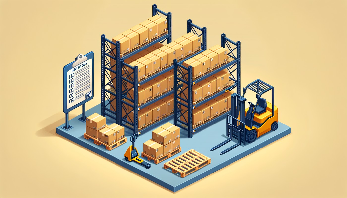 Warehouse manager reviewing inventory management dashboard on digital screen